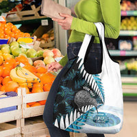 New Zealand Silver Fern Curling Personalised Grocery Bag Aotearoa Kiwi Ponga Paua Shell Version LT14 - Polynesian Pride