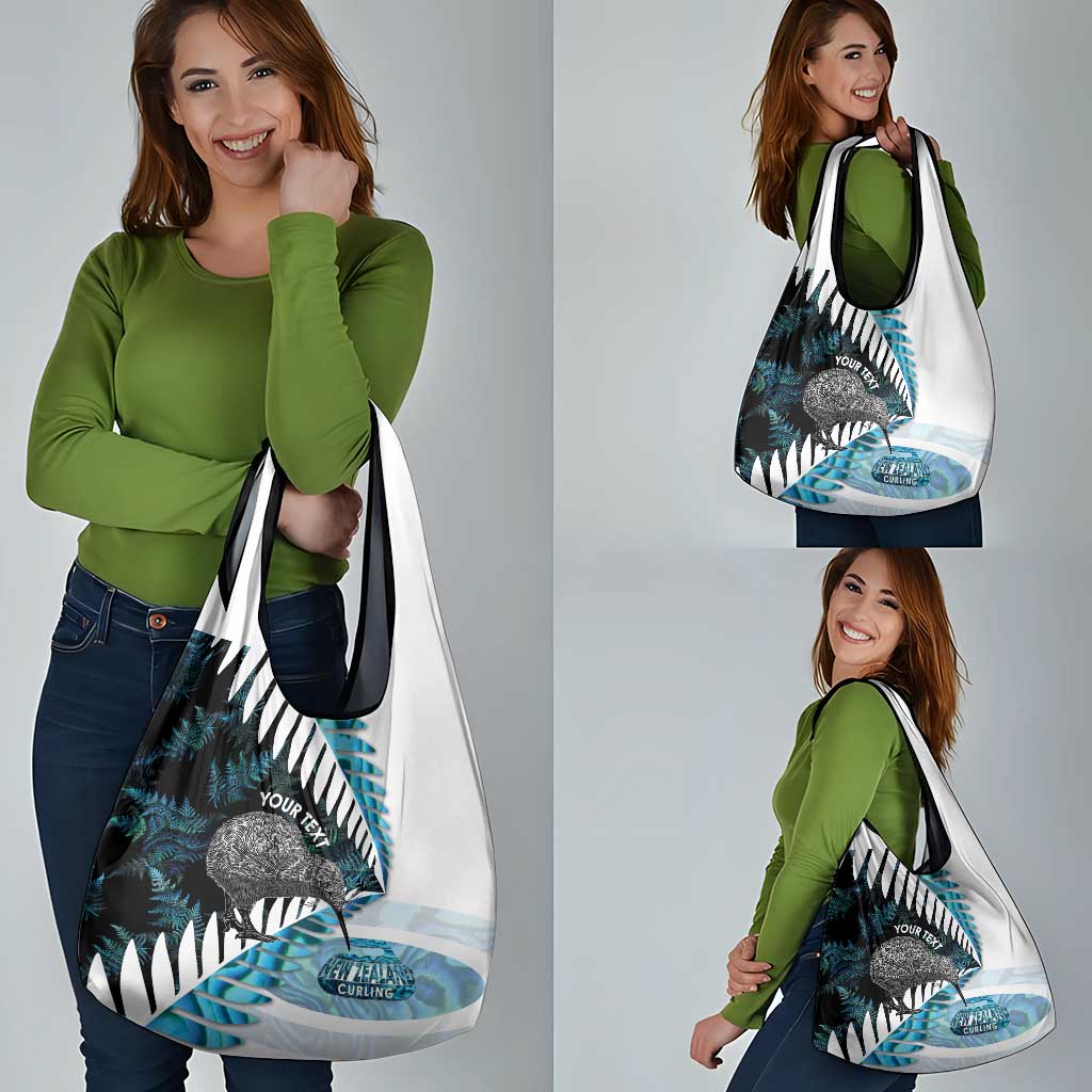 New Zealand Silver Fern Curling Personalised Grocery Bag Aotearoa Kiwi Ponga Paua Shell Version LT14 - Polynesian Pride