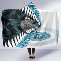 New Zealand Silver Fern Curling Personalised Hooded Blanket Aotearoa Kiwi Ponga Paua Shell Version - Polynesian Pride