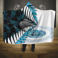 New Zealand Silver Fern Curling Personalised Hooded Blanket Aotearoa Kiwi Ponga Paua Shell Version - Polynesian Pride