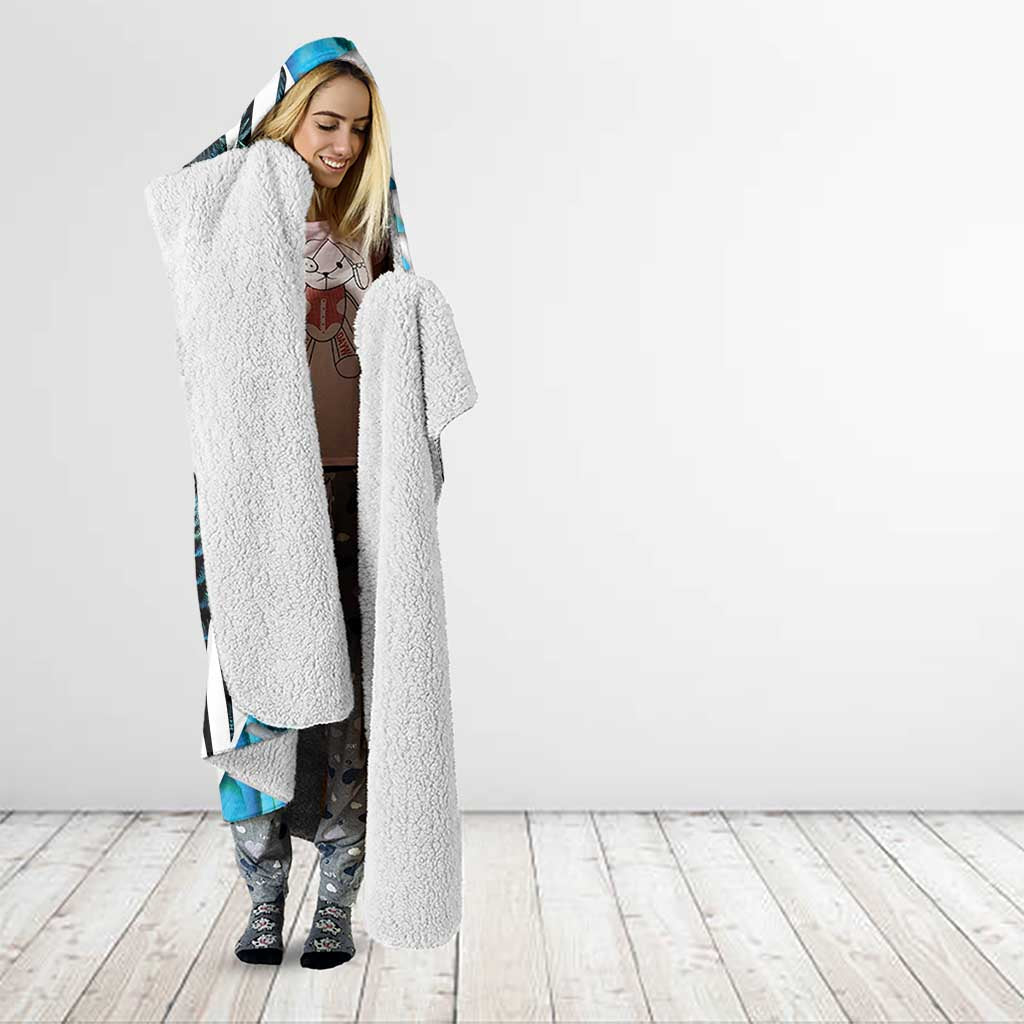 New Zealand Silver Fern Curling Personalised Hooded Blanket Aotearoa Kiwi Ponga Paua Shell Version - Polynesian Pride