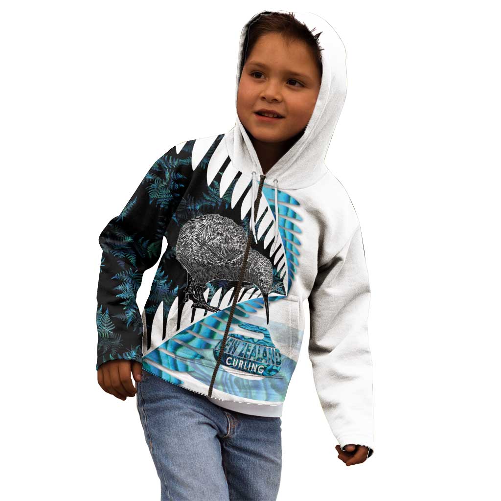 New Zealand Silver Fern Curling Personalised Kid Hoodie Aotearoa Kiwi Ponga Paua Shell Version LT14 - Polynesian Pride
