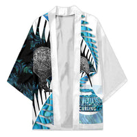 New Zealand Silver Fern Curling Personalised Kimono Aotearoa Kiwi Ponga Paua Shell Version LT14 Unisex Black - Polynesian Pride