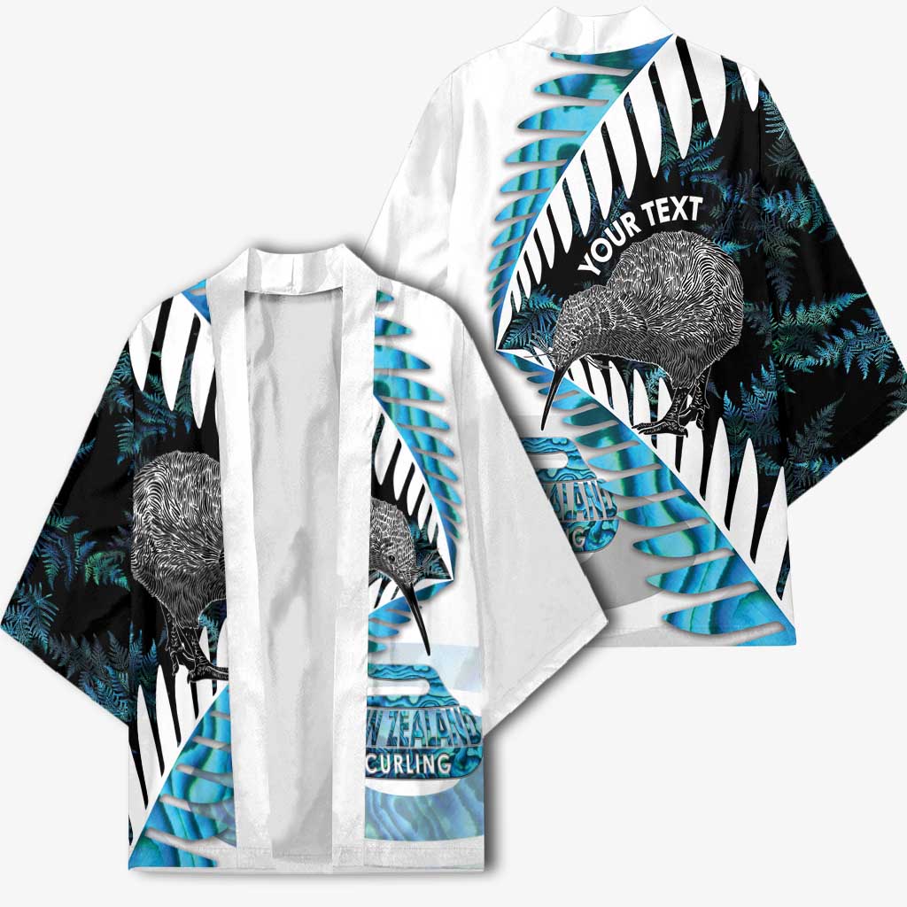 New Zealand Silver Fern Curling Personalised Kimono Aotearoa Kiwi Ponga Paua Shell Version LT14 - Polynesian Pride