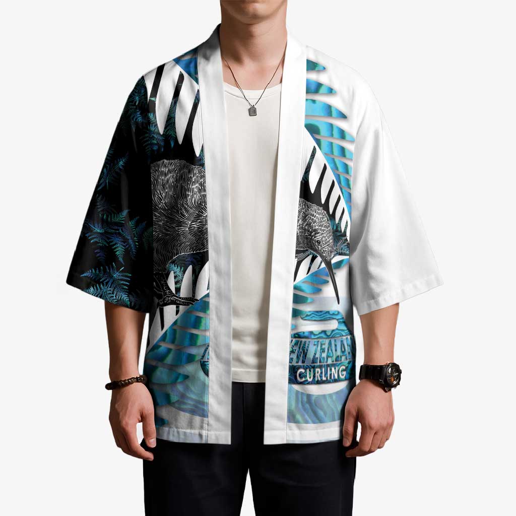New Zealand Silver Fern Curling Personalised Kimono Aotearoa Kiwi Ponga Paua Shell Version LT14 - Polynesian Pride