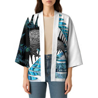 New Zealand Silver Fern Curling Personalised Kimono Aotearoa Kiwi Ponga Paua Shell Version LT14 - Polynesian Pride