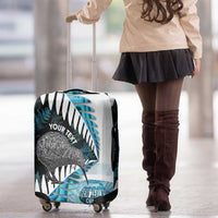 New Zealand Silver Fern Curling Personalised Luggage Cover Aotearoa Kiwi Ponga Paua Shell Version - Polynesian Pride