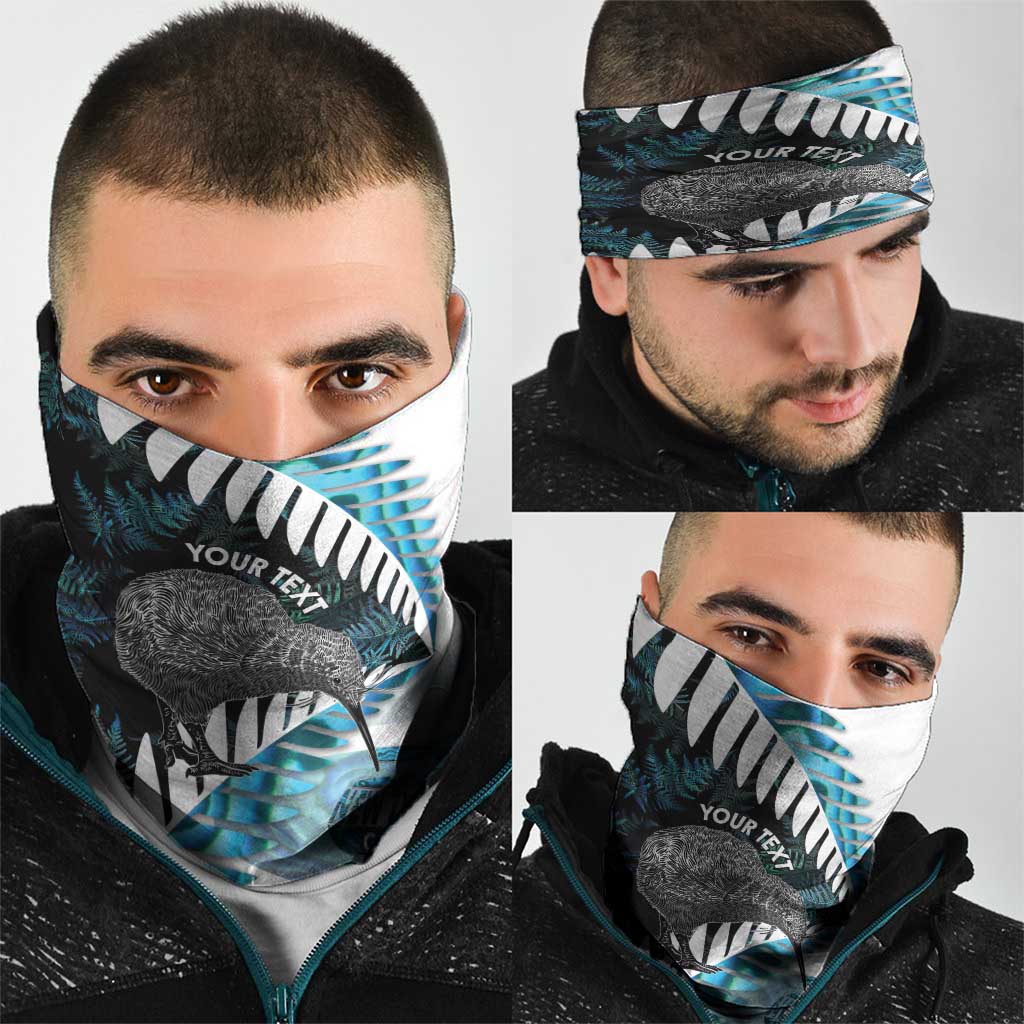 New Zealand Silver Fern Curling Personalised Neck Gaiter Aotearoa Kiwi Ponga Paua Shell Version LT14 - Polynesian Pride