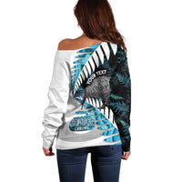 New Zealand Silver Fern Curling Personalised Off Shoulder Sweater Aotearoa Kiwi Ponga Paua Shell Version LT14 - Polynesian Pride