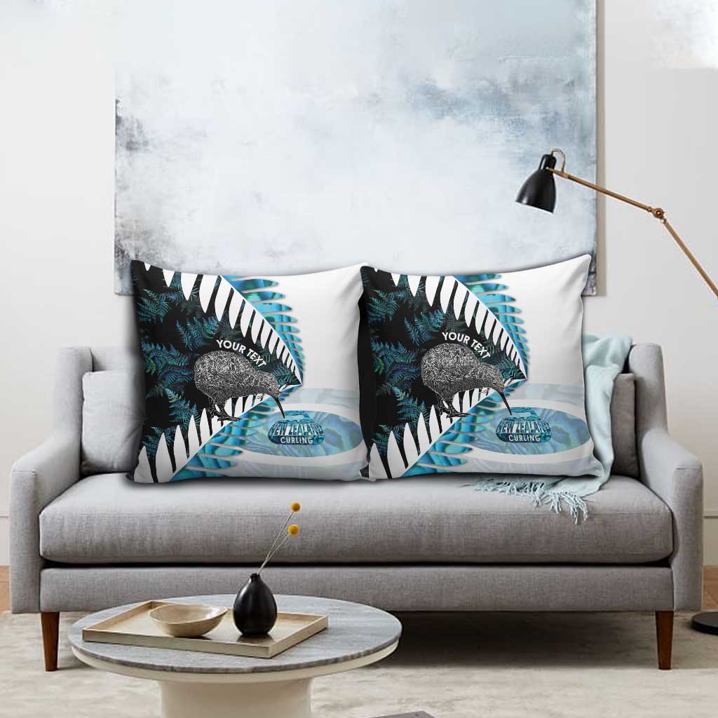 New Zealand Silver Fern Curling Personalised Pillow Cover Aotearoa Kiwi Ponga Paua Shell Version LT14 - Polynesian Pride