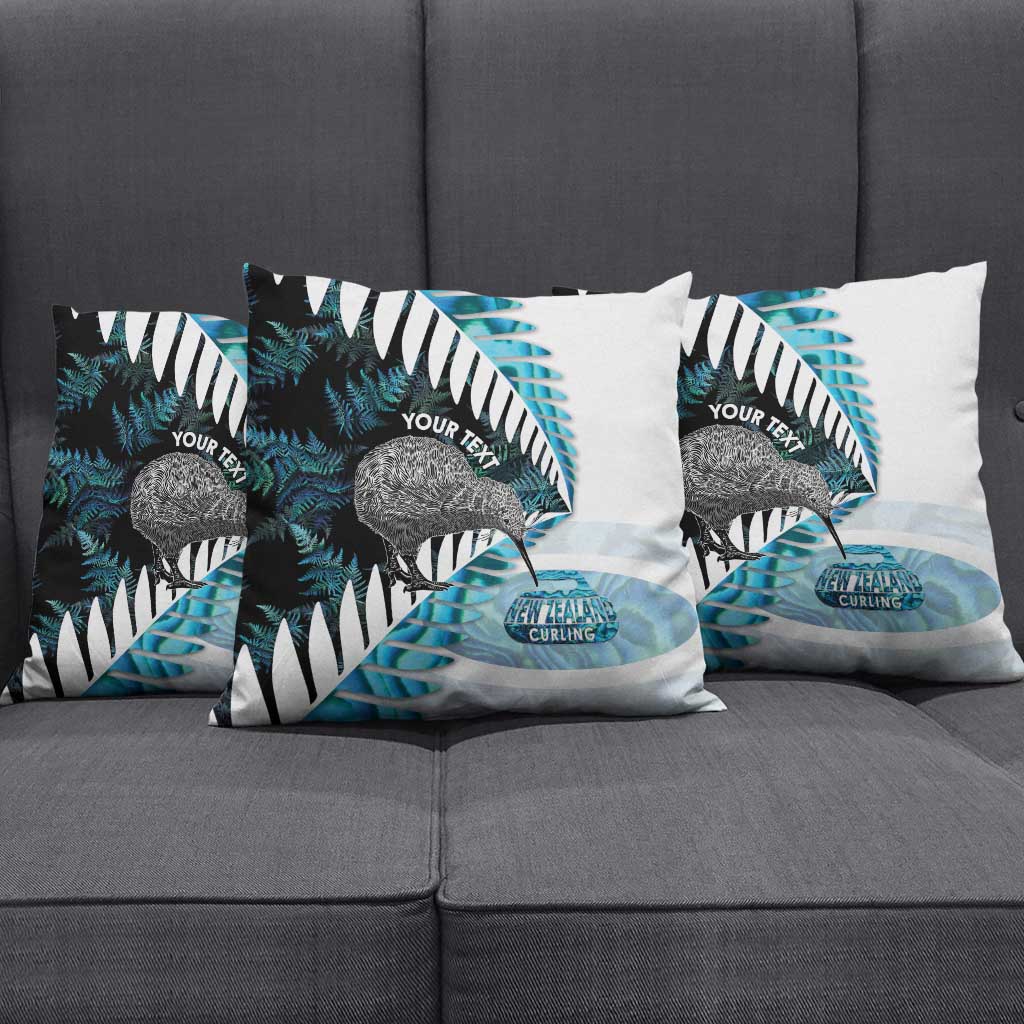 New Zealand Silver Fern Curling Personalised Pillow Cover Aotearoa Kiwi Ponga Paua Shell Version LT14 - Polynesian Pride