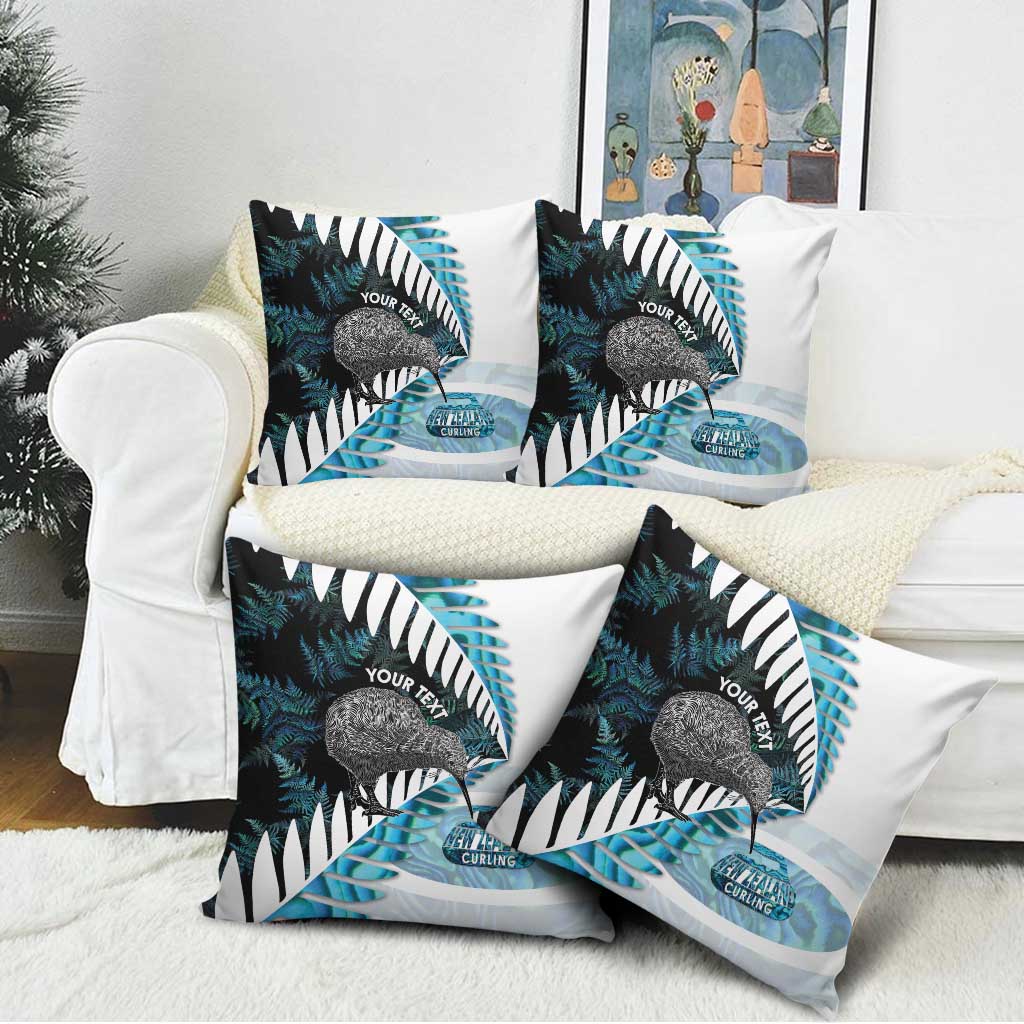 New Zealand Silver Fern Curling Personalised Pillow Cover Aotearoa Kiwi Ponga Paua Shell Version LT14 - Polynesian Pride