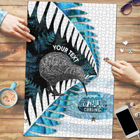 New Zealand Silver Fern Curling Personalised Puzzle Aotearoa Kiwi Ponga Paua Shell Version LT14 Black - Polynesian Pride