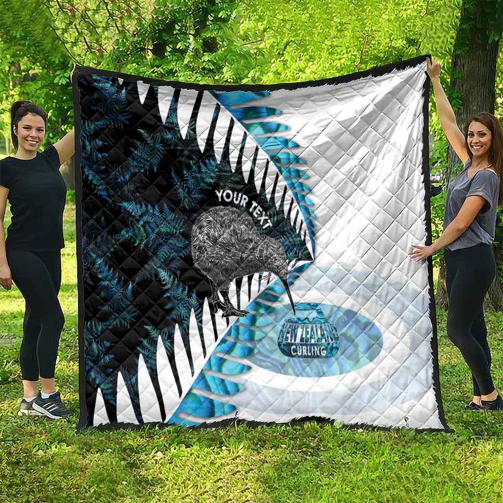 New Zealand Silver Fern Curling Personalised Quilt Aotearoa Kiwi Ponga Paua Shell Version - Polynesian Pride