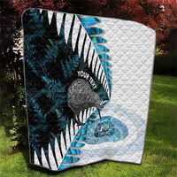New Zealand Silver Fern Curling Personalised Quilt Aotearoa Kiwi Ponga Paua Shell Version - Polynesian Pride