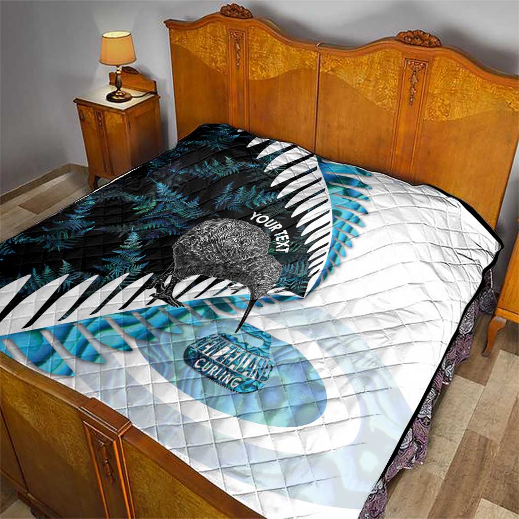 New Zealand Silver Fern Curling Personalised Quilt Aotearoa Kiwi Ponga Paua Shell Version - Polynesian Pride