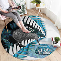 New Zealand Silver Fern Curling Personalised Round Carpet Aotearoa Kiwi Ponga Paua Shell Version LT14 - Polynesian Pride