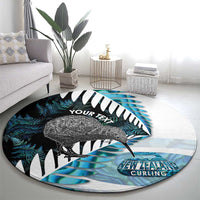 New Zealand Silver Fern Curling Personalised Round Carpet Aotearoa Kiwi Ponga Paua Shell Version LT14 - Polynesian Pride