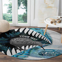 New Zealand Silver Fern Curling Personalised Round Carpet Aotearoa Kiwi Ponga Paua Shell Version LT14 - Polynesian Pride