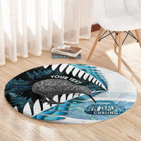 New Zealand Silver Fern Curling Personalised Round Carpet Aotearoa Kiwi Ponga Paua Shell Version LT14 - Polynesian Pride