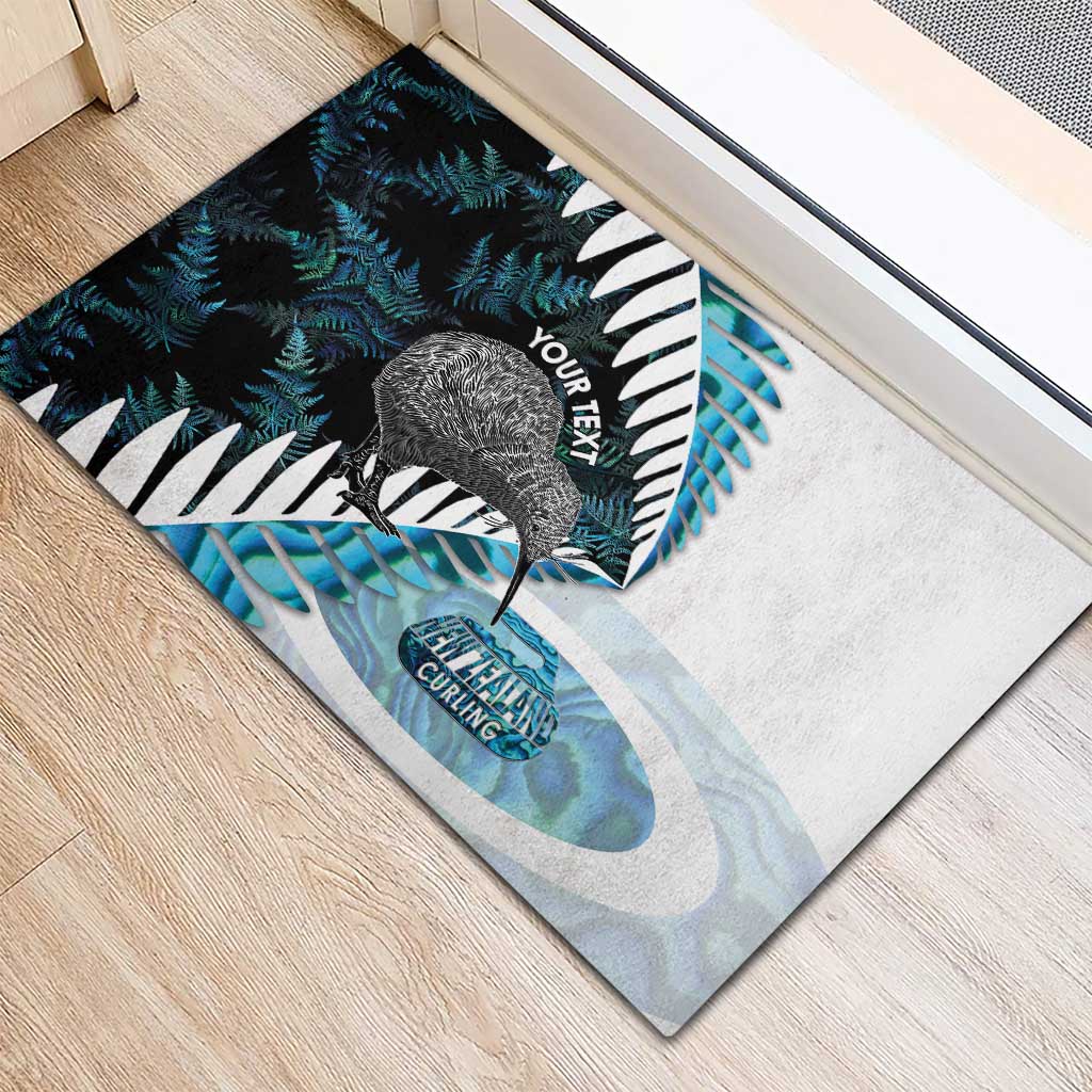 New Zealand Silver Fern Curling Personalised Rubber Doormat Aotearoa Kiwi Ponga Paua Shell Version LT14 - Polynesian Pride