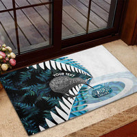 New Zealand Silver Fern Curling Personalised Rubber Doormat Aotearoa Kiwi Ponga Paua Shell Version LT14 - Polynesian Pride