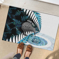 New Zealand Silver Fern Curling Personalised Rubber Doormat Aotearoa Kiwi Ponga Paua Shell Version LT14 - Polynesian Pride