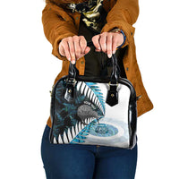 New Zealand Silver Fern Curling Personalised Shoulder Handbag Aotearoa Kiwi Ponga Paua Shell Version - Polynesian Pride