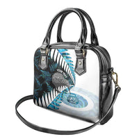 New Zealand Silver Fern Curling Personalised Shoulder Handbag Aotearoa Kiwi Ponga Paua Shell Version - Polynesian Pride