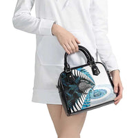 New Zealand Silver Fern Curling Personalised Shoulder Handbag Aotearoa Kiwi Ponga Paua Shell Version - Polynesian Pride