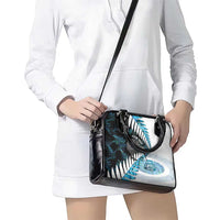 New Zealand Silver Fern Curling Personalised Shoulder Handbag Aotearoa Kiwi Ponga Paua Shell Version - Polynesian Pride