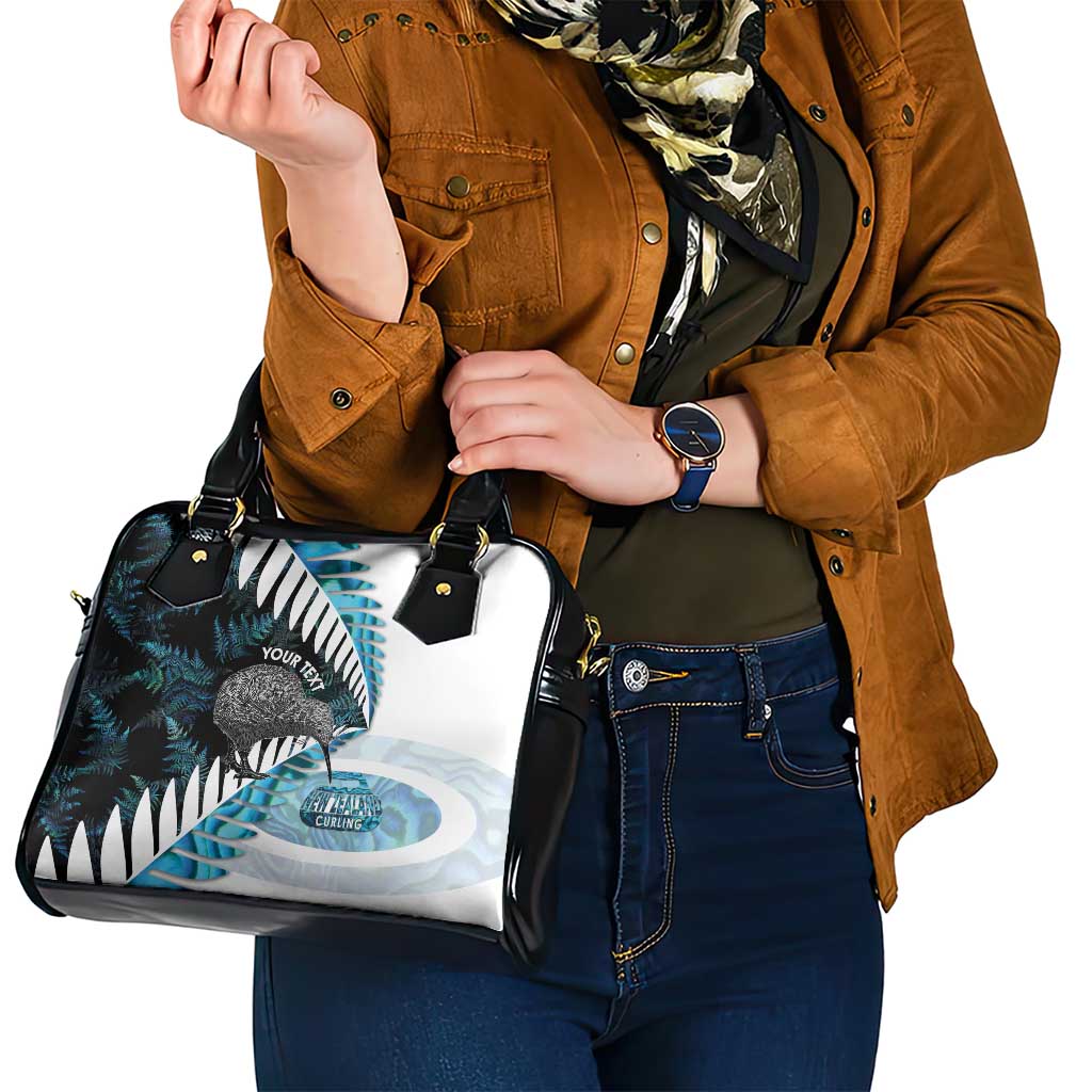 New Zealand Silver Fern Curling Personalised Shoulder Handbag Aotearoa Kiwi Ponga Paua Shell Version - Polynesian Pride