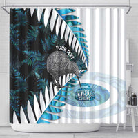 New Zealand Silver Fern Curling Personalised Shower Curtain Aotearoa Kiwi Ponga Paua Shell Version LT14 - Polynesian Pride