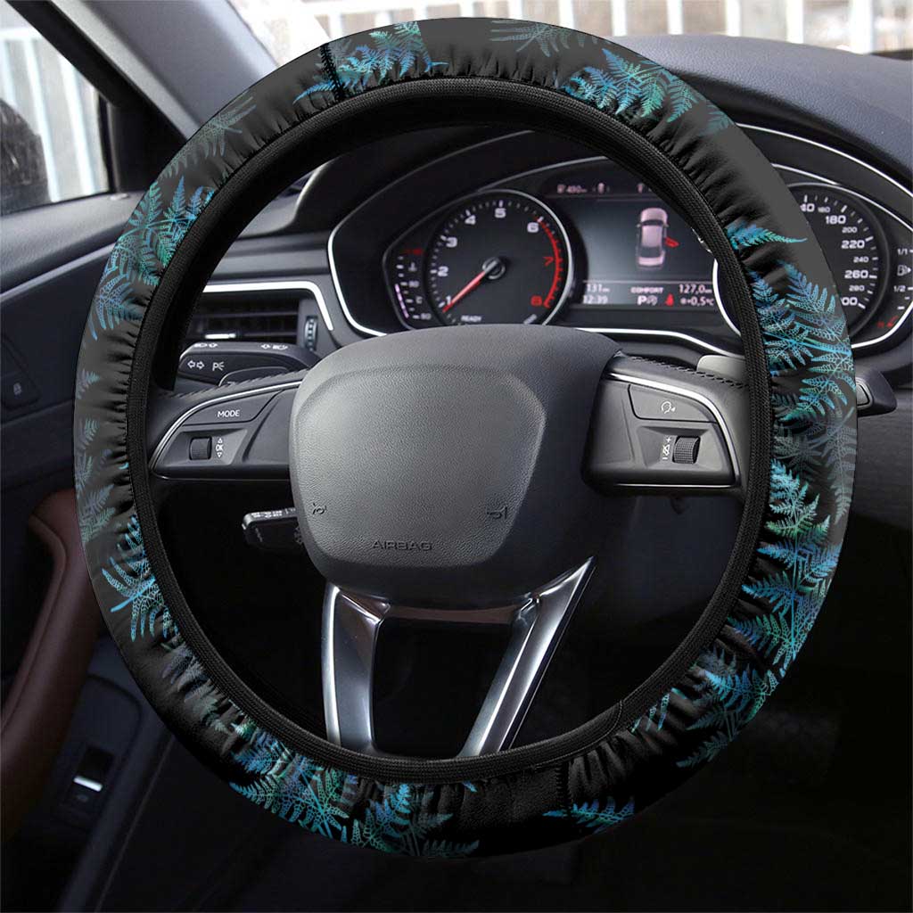 New Zealand Silver Fern Curling Steering Wheel Cover Aotearoa Kiwi Ponga Paua Shell Version LT14 - Polynesian Pride