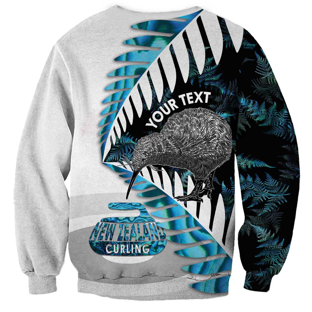 New Zealand Silver Fern Curling Personalised Sweatshirt Aotearoa Kiwi Ponga Paua Shell Version - Polynesian Pride