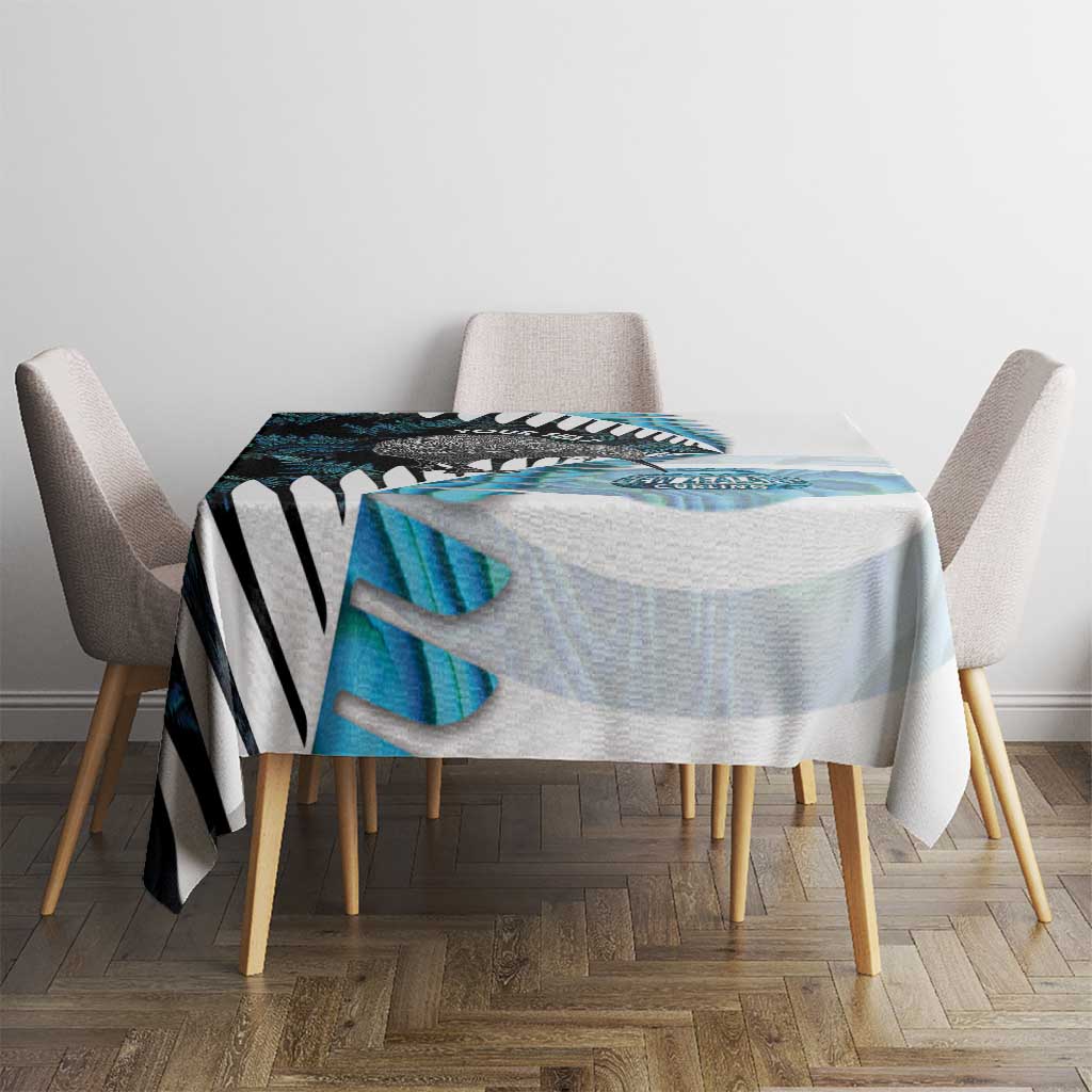 New Zealand Silver Fern Curling Personalised Tablecloth Aotearoa Kiwi Ponga Paua Shell Version LT14 - Polynesian Pride