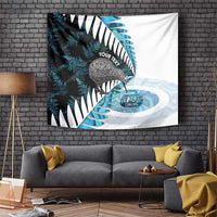 New Zealand Silver Fern Curling Personalised Tapestry Aotearoa Kiwi Ponga Paua Shell Version LT14 Black - Polynesian Pride
