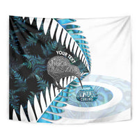 New Zealand Silver Fern Curling Personalised Tapestry Aotearoa Kiwi Ponga Paua Shell Version LT14 - Polynesian Pride