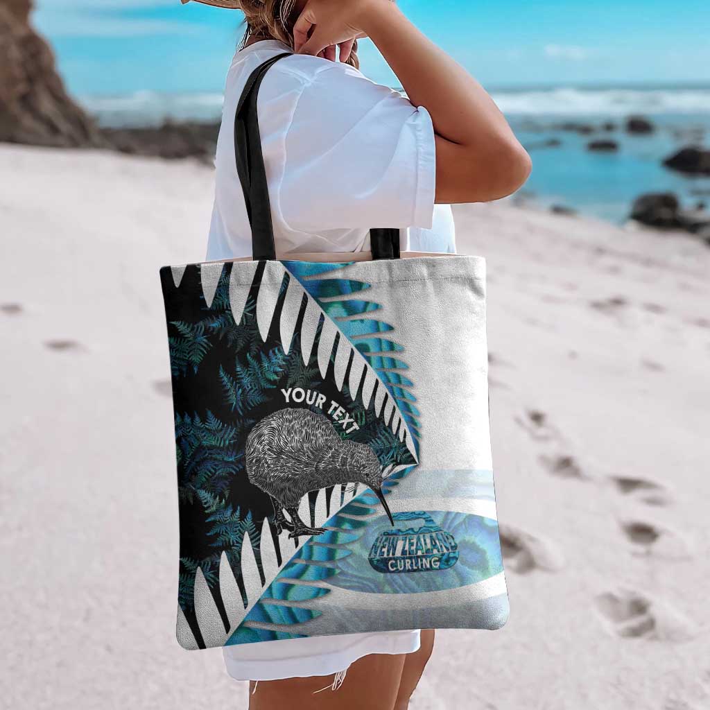 New Zealand Silver Fern Curling Personalised Tote Bag Aotearoa Kiwi Ponga Paua Shell Version LT14 - Polynesian Pride