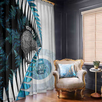 New Zealand Silver Fern Curling Personalised Window Curtain Aotearoa Kiwi Ponga Paua Shell Version LT14 - Polynesian Pride
