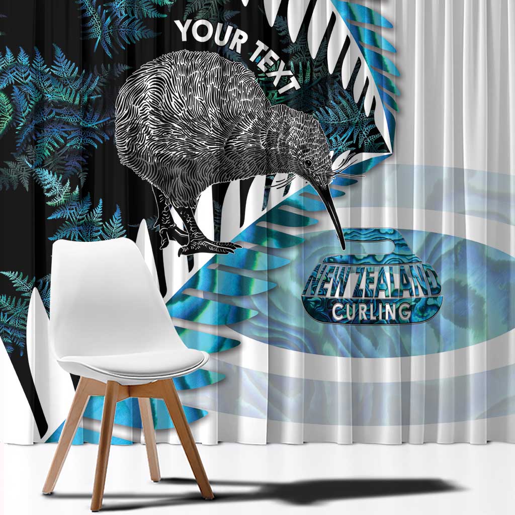 New Zealand Silver Fern Curling Personalised Window Curtain Aotearoa Kiwi Ponga Paua Shell Version LT14 - Polynesian Pride