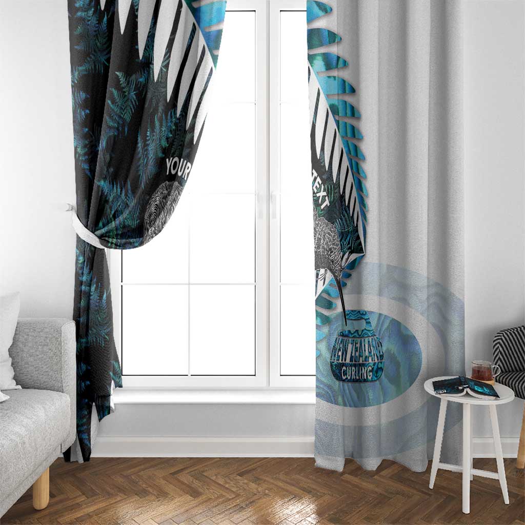 New Zealand Silver Fern Curling Personalised Window Curtain Aotearoa Kiwi Ponga Paua Shell Version LT14 - Polynesian Pride