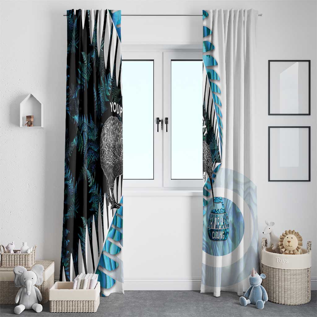 New Zealand Silver Fern Curling Personalised Window Curtain Aotearoa Kiwi Ponga Paua Shell Version LT14 - Polynesian Pride
