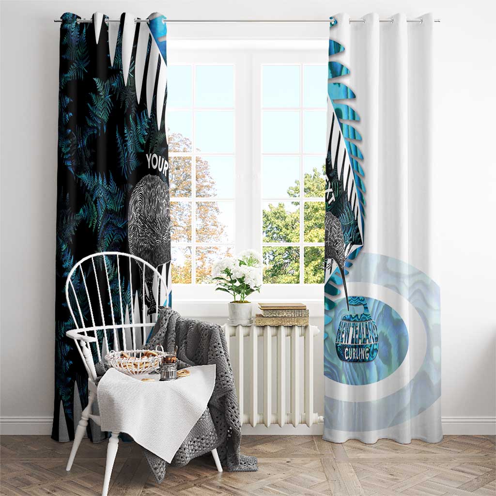 New Zealand Silver Fern Curling Personalised Window Curtain Aotearoa Kiwi Ponga Paua Shell Version LT14 - Polynesian Pride