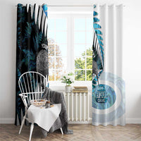 New Zealand Silver Fern Curling Personalised Window Curtain Aotearoa Kiwi Ponga Paua Shell Version LT14 - Polynesian Pride