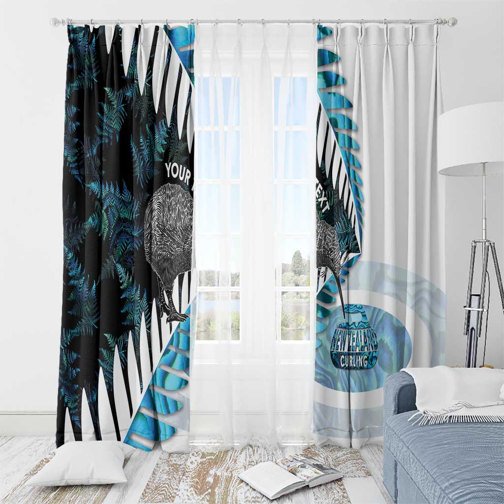 New Zealand Silver Fern Curling Personalised Window Curtain Aotearoa Kiwi Ponga Paua Shell Version LT14 - Polynesian Pride