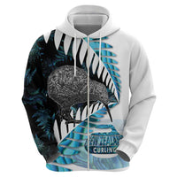 New Zealand Silver Fern Curling Personalised Zip Hoodie Aotearoa Kiwi Ponga Paua Shell Version LT14 - Polynesian Pride