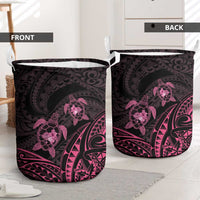 Pink Black Polynesia Floral Sea Turtle Laundry Basket LT14 - Polynesian Pride