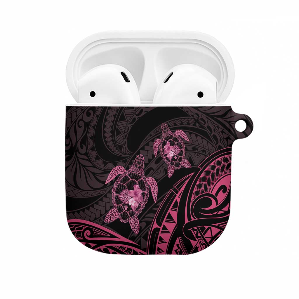Pink Black Polynesia Floral Sea Turtle AirPods Case LT14 Black - Polynesian Pride