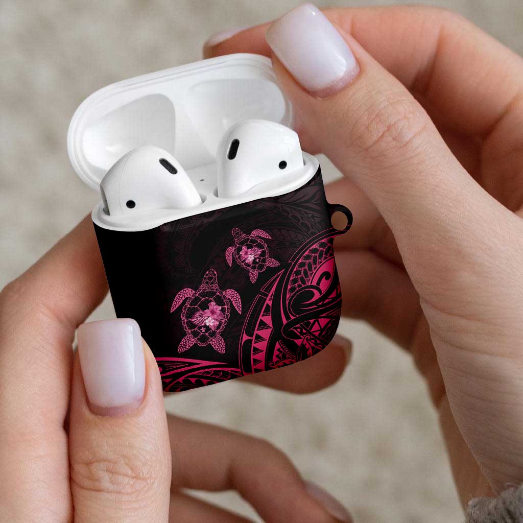 Pink Black Polynesia Floral Sea Turtle AirPods Case LT14 - Polynesian Pride